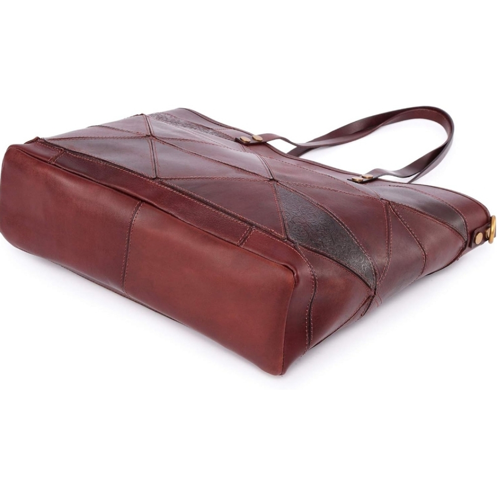 Old Trend Brown Leather Prism Tote With Missing Stud Rivet GUC - Picture 8 of 16